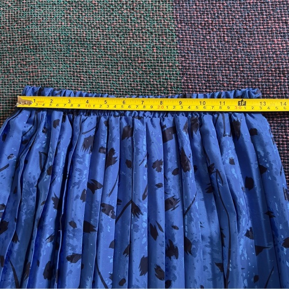 Vtg 70s 80s Andrea Gayle Blue Pleated Midi Skirt - Size Small Medium - Picture 6 of 10